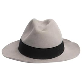 Maison Michel Cappello fedora grigio e nero - taglia L