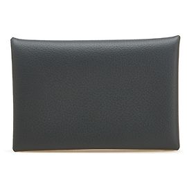 Estuche para tarjetas de visita en cuero Epsom gris Hermès