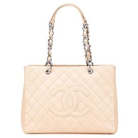 Borsa Tote Chanel Matelassé Coco Mark in beige