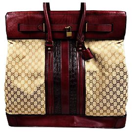 Gucci Monogramm GG Reisetasche aus Krokodilleder und Leder beige