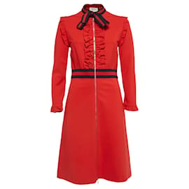 Abito Gucci in Jersey Rosso con Dettagli Web
