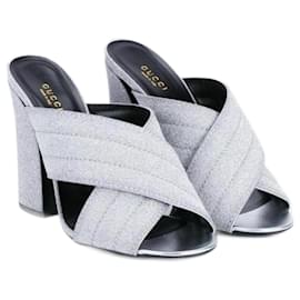 Sandali Gucci Webby in pelle metallizzata argento