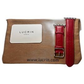 Autre Marque Lucrin Apple Watch Series 10 Armband Rotes Kalbsleder