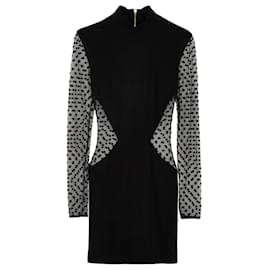 Balmain Minikleid aus schwarzem Polka-Dot-Mesh