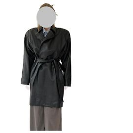 Trench coat in pelle con cintura Balenciaga