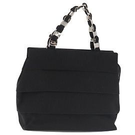 Borsa a mano Vala in tela nera e argento di Salvatore Ferragamo Auth 143256