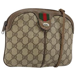Sac à bandoulière Gucci GG Supreme Web Sherry Line PVC Beige 904 02 047 Auth hk2991