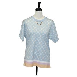 T-shirt a maniche corte Monogram LOUIS VUITTON in cotone azzurro chiaro LV Auth 136319M