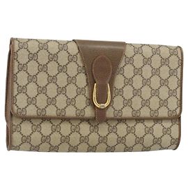 Borsa Clutch Gucci GG Supreme Beige Oro 89 02 050 Auth bs29617