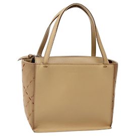 Burberry Borsa a mano in pelle beige argento Auth BA5720