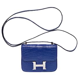 Hermès HERMES Constance Tasche aus exotischem Leder Blau - 102919