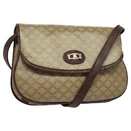 Céline CELINE Macadam Canvas Schultertasche Beige Gold Auth BA4671