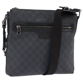 Gucci Borsa a Spalla GG Supreme in PVC Pelle Nera Argento 322279 Auth 143336