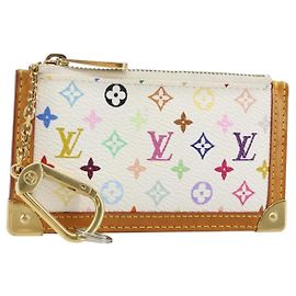 LOUIS VUITTON Pochette Cles Monedero Multicolor Blanco M92655 LV Auth 143155