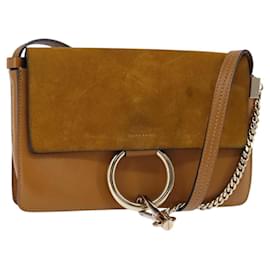 Chloé Borsa a Spalla Chloe Fay in Pelle Scamosciata Beige Oro Auth BA5749
