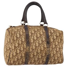 Borsa Boston in tela Trotter Christian Dior marrone oro Auth 141365