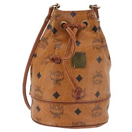 Borsa a Spalla MCM Logogram Vicetos in Pelle PVC Marrone Oro Auth BA6085