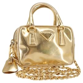 PRADA Borsa a mano in pelle 2 in 1 Oro Auth 142998 - Prada