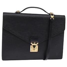 LOUIS VUITTON Epi Porta Documenti a Tracolla Nera M54462 LV Auth BA6261
