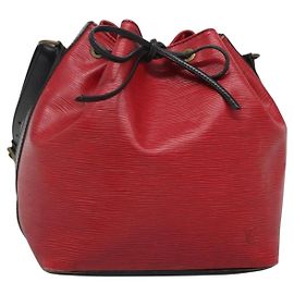 LOUIS VUITTON Borsa a Spalla Petit Noé Epi Bicolore Nero Rosso M44017 LV Auth 141440