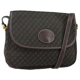 LOEWE Borsa a Spalla Anagram Tela Marrone Oro Auth SW1553