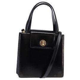 Bulgari Bolso de mano BVLGARI de cuero 2 en 1 oro negro Auth bs29102