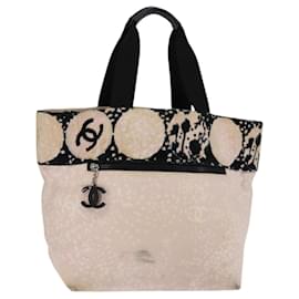CHANEL Hochsommer Tote Tasche Canvas Pink Silber CC Auth 142684