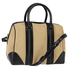 Borsa a Mano GIVENCHY Lucrezia in Tela e Pelle 2 in 1 Beige Oro Auth SW1524