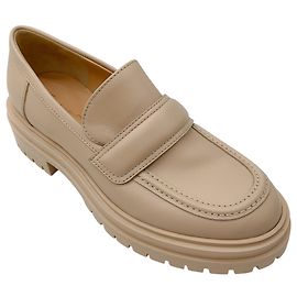 Mocasines de cuero Argo con suela de lug beige Gianvito Rossi
