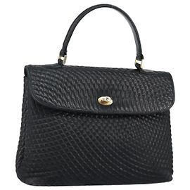 BALLY Borsa a mano in pelle nera e oro Auth BA6133