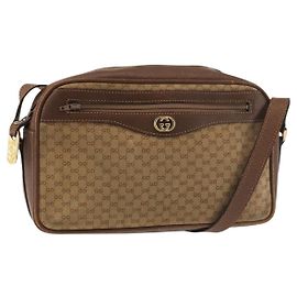Borsa a Spalla in Tela Micro GG Gucci Suede Beige Oro Auth BA6442