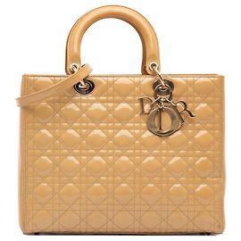 Dior Beige Large Patent Cannage Lady Dior