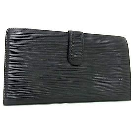 Billetera bifold de cuero Epi negro Louis Vuitton