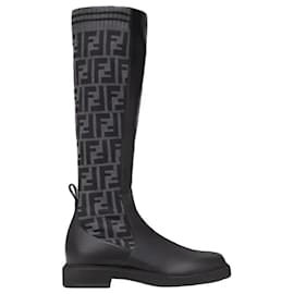 Fendi Rokoko Lederstiefel schwarz