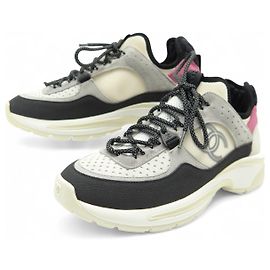NUOVE SCARPE CHANEL SNEAKERS G40193 37 IN CANVAS E PELLE LOGO CC SNEAKERS