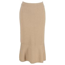 Falda midi acampanada Chanel en cachemira dorada