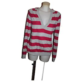 Tommy Hilfiger gestreifter Oversized Hoodie Pullover rot grau