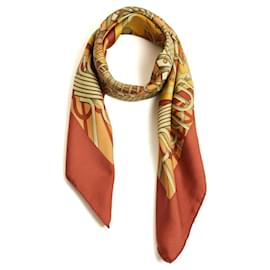 Hermès 1971 2004 Pañuelo Cuadrado 90 Alternateur Peron Terracota de Seda Hermes