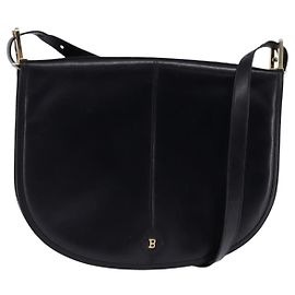 BALLY Borsa a Spalla in Pelle Nera e Oro Auth 143332