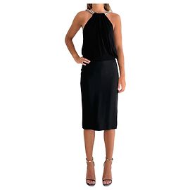 Vestido midi de seda con cadena Tom Ford negro