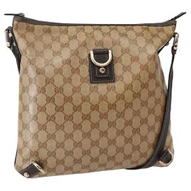 Borsa Abbey GG Crystal Gucci in tela rivestita beige oro 268642 Auth 144095