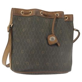 Borsa a spalla in tela a nido d'ape PVC nera e dorata Auth BA5823 Christian Dior