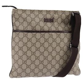 Borsa a spalla GG Supreme in PVC beige e argento di GUCCI 141626 Auth 144131