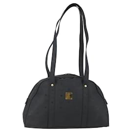 MCM Vicetos Logogram Shoulder Bag PVC Leather Black Gold Auth hk3093