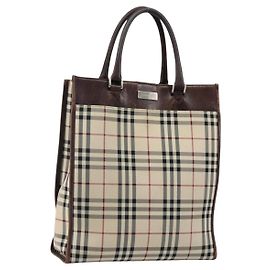 Borsa a mano in tela beige con motivo Nova Check Burberry argento autentica th6326