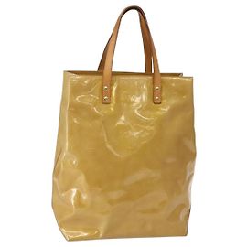 LOUIS VUITTON Bolsa de Mão Monogram Vernis Reade MM Bege M91141 LV Auth 143950