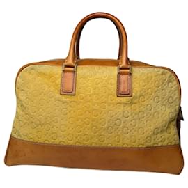 Céline Borsa da viaggio weekender in monogramma Macadam di Celine Paris vintage marrone giallo