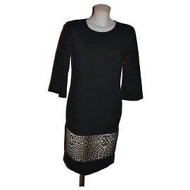 Vestido Roberto Cavalli de mezcla de algodón negro multicolor