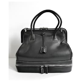 Borsa da medico in pelle nera con zip Prada Autunno 2000