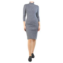 Sportmax Graues Midi-Kleid mit Stehkragen - Größe UK 8